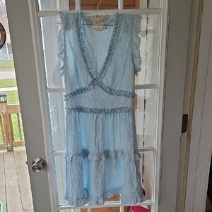 Pinch Pale Blue Textured Sleeveless Dress